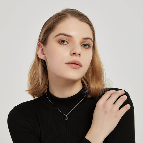 ALICE Malachite Square Pendant Necklace - Zafari Studio Jewelry